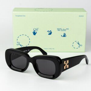 NEW Off-White CARRARA 007 Black Dark Grey Unisex Rectangular Sunglasses